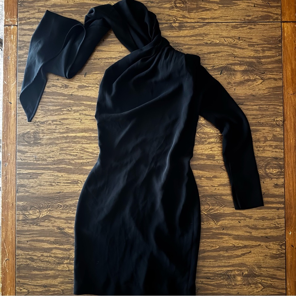 Rick Owens One-Shoulder Draped Mini Dress w/ Scarf | Size IT 42 / US 8